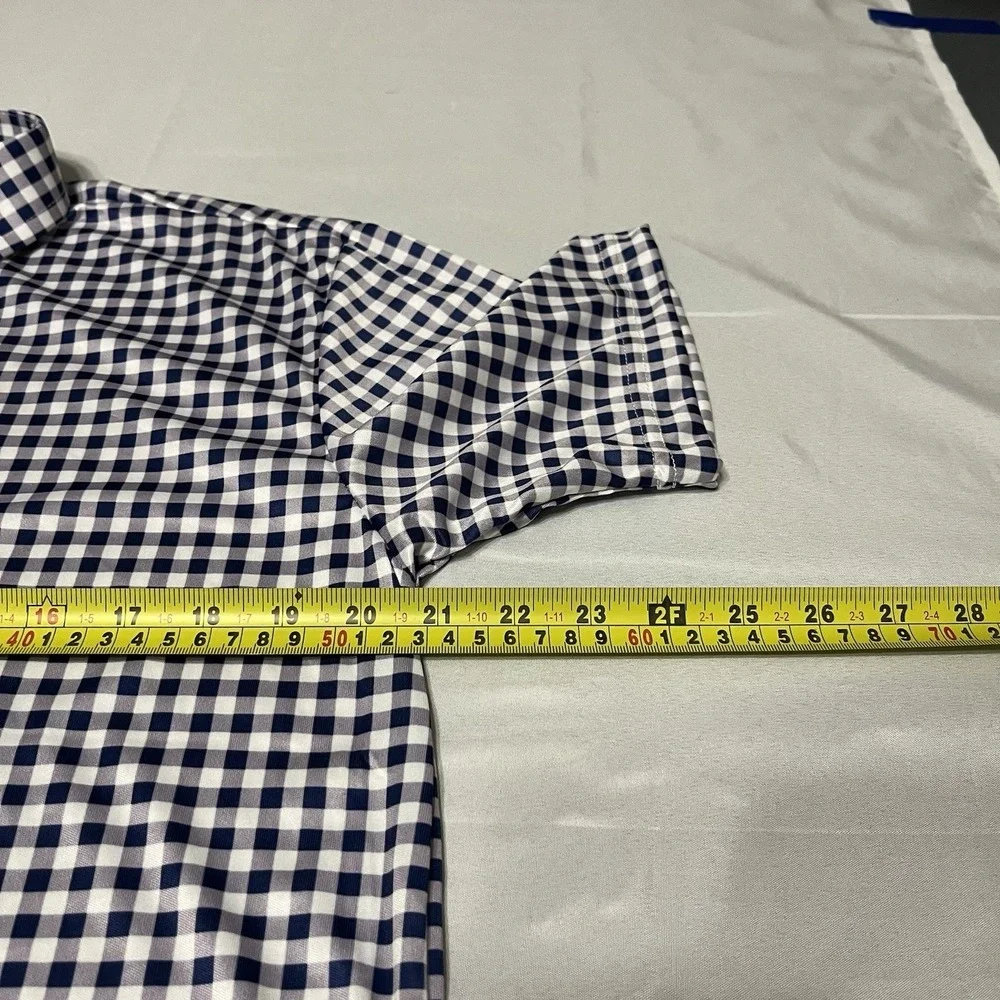 NWT Collars and Co Dress Collar Polo Shirt Mens LT TALL Navy Blue Gingham - Picture 6 of 7